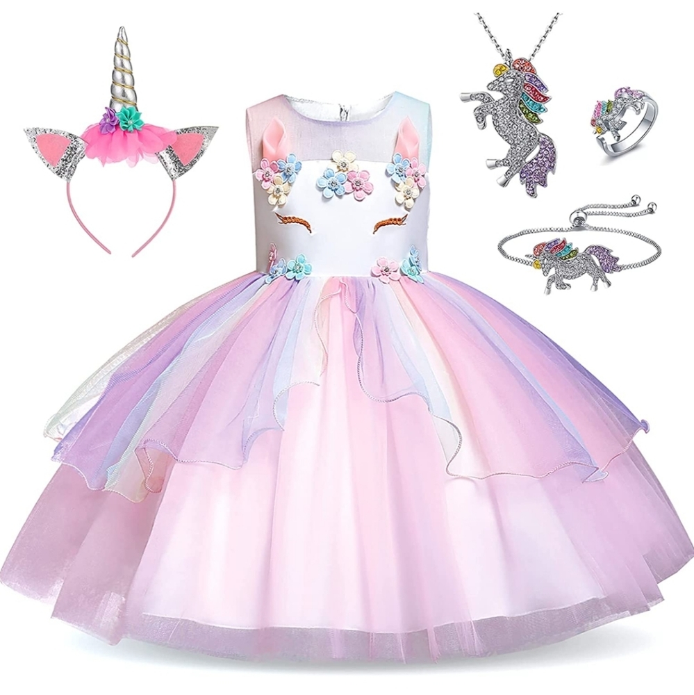 🦄 Unicorn Girls Dress & Headband 🦄  Halloween Costume 🎃 Photography Outfit 📸